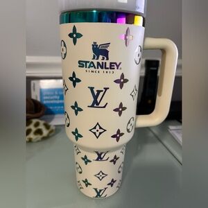 Stanley Cream Mug with Purple and Blue Patterns